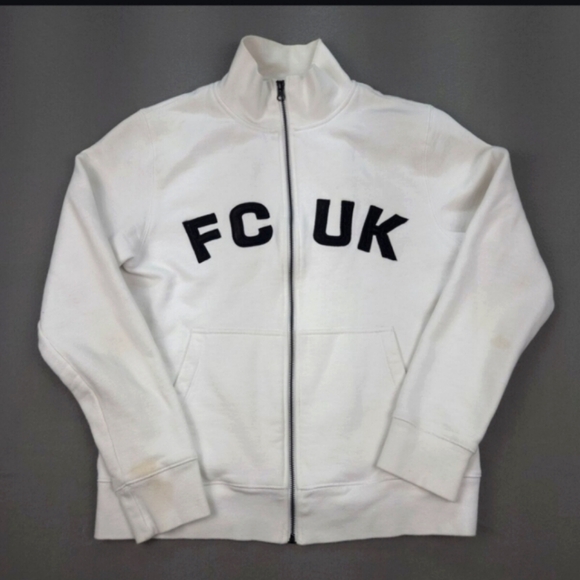 Unisex French Connection White Zip Up Sweater - Picture 1 of 8